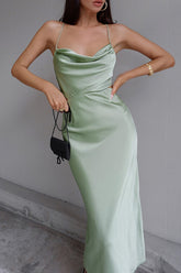 Satin Cowl Neck Tie-back Cami Dress